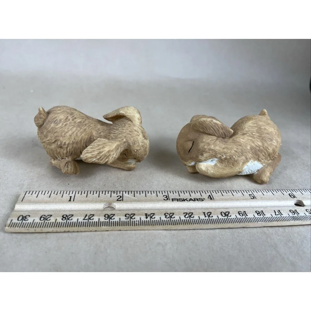 Lot Of 5 Vintage Small Resin Bunny Rabbit Brown‎ White Cute Easter Decor EUC